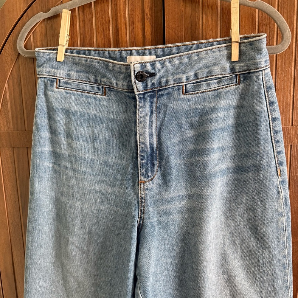 ASKK NY Brighton Crop Wide Leg Jeans High Rise Raw Hem US 29 - Picture 4 of 9